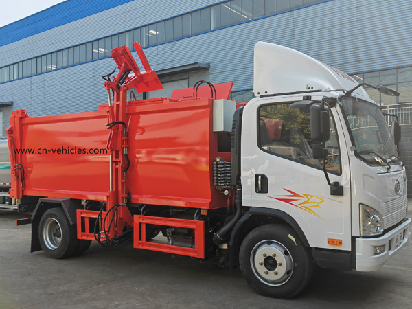 FAW Side Load Garbage Compactor Refuse Collection Truck 