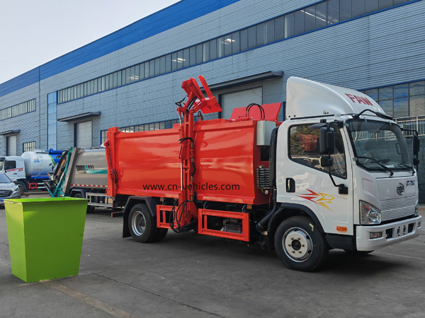 FAW Side Load Garbage Compactor Refuse Collection Truck 